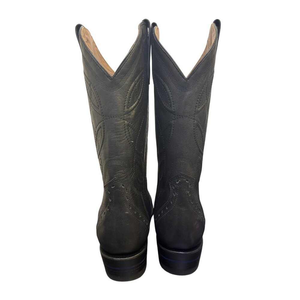 Alvies Black Leather Western Cowboy Boots Size 9 - Picture 4 of 9